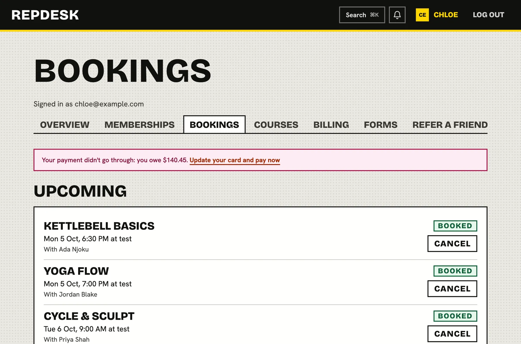 Bookings under their control