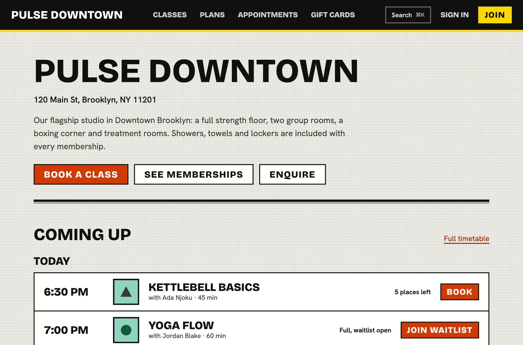 Studio website screen